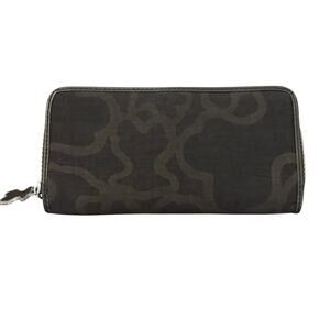 Tous Women's‎ Long Nylon Black Credit Card Cash Bifold Zip Wallet
